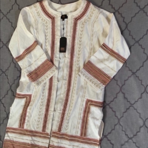 🌵NWT🌵Frye Boho Chic Embroidered Open Front Duster Jacket - Picture 2 of 16